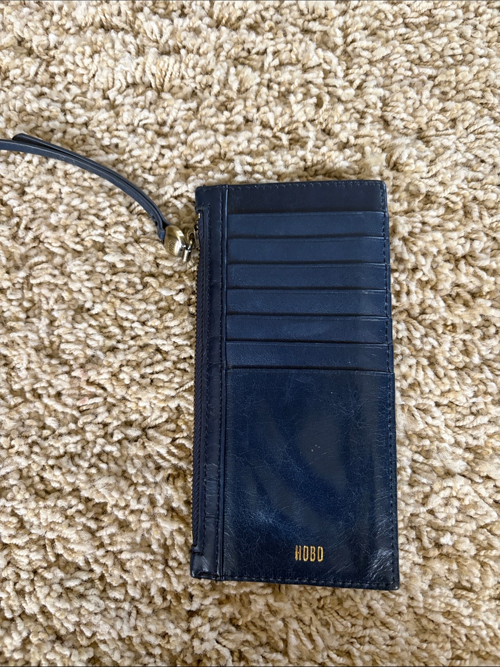 HOBO Carte Navy Card Case Leather Zip Card Holder - Picture 6 of 8
